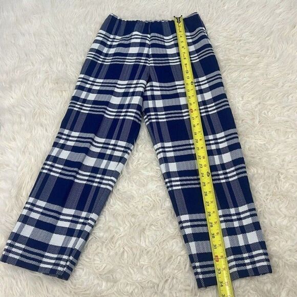 Vintage 70s Blue & White Plaid Button Down Jacket & Straight Leg Pant Set Small - Picture 7 of 12
